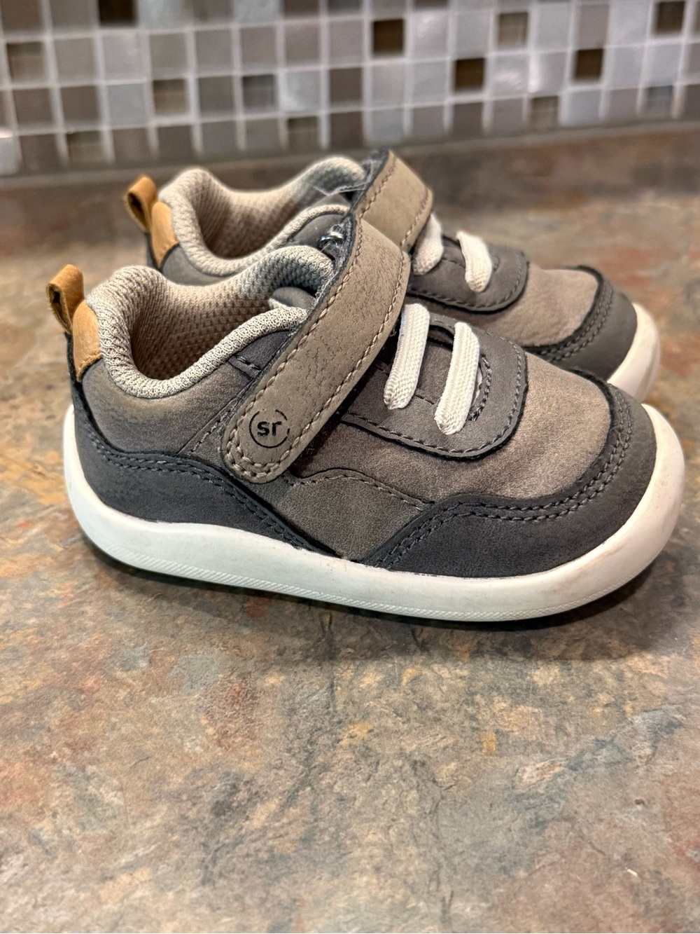 Stride Rite Gray and Dark Gray Toddler Velcro Sneakers